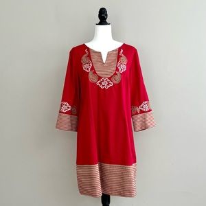 Nua & Nua red cotton embroidered dress